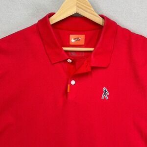 Nike‎ Tiger Woods Golf Polo Shirt Sz Large Masters Red On Sundays Fist Pump Logo